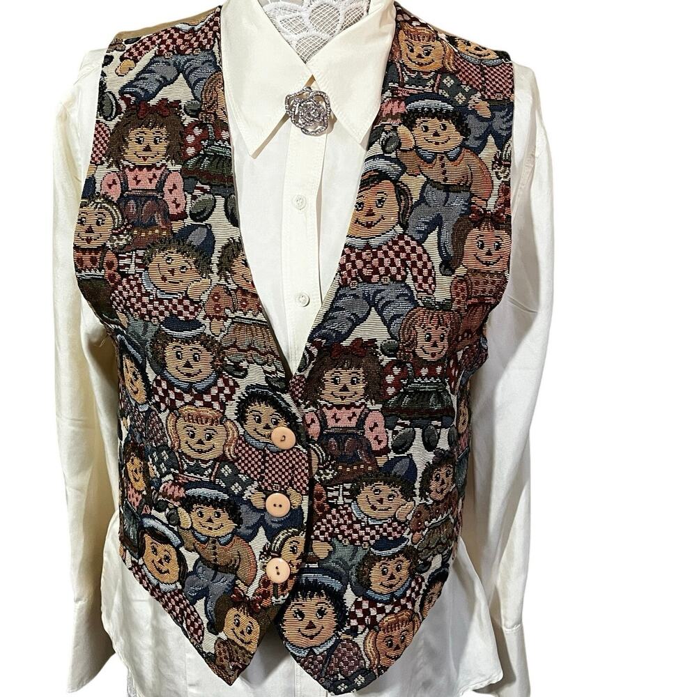 Vintage Facets by Mirrors “Children of the World”Tapestry Vest Women’s S-Cottage